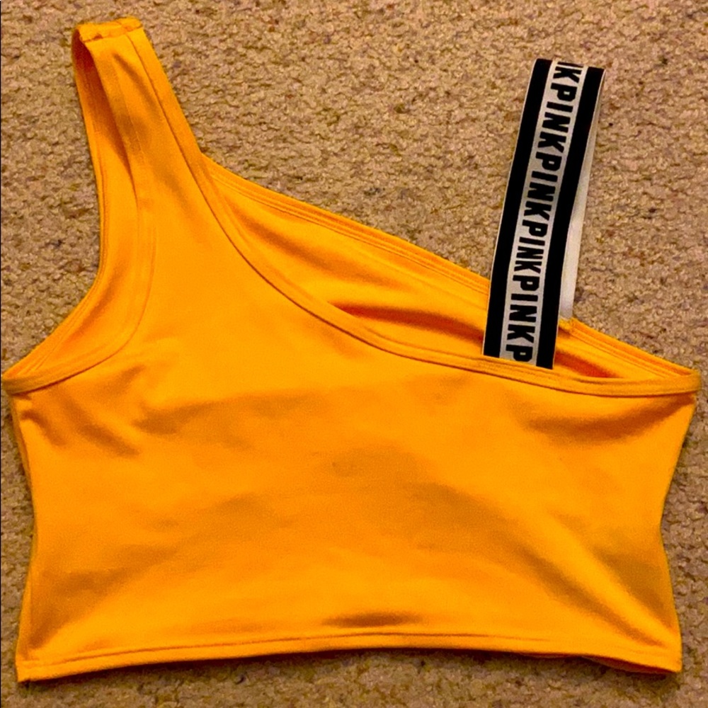 Yellow on shoulder crop top
